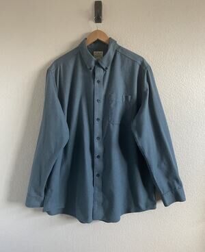 LL Bean Mens Flannel Shirt Traditional Fit Houndstooth XL Blue Casual Outdoor